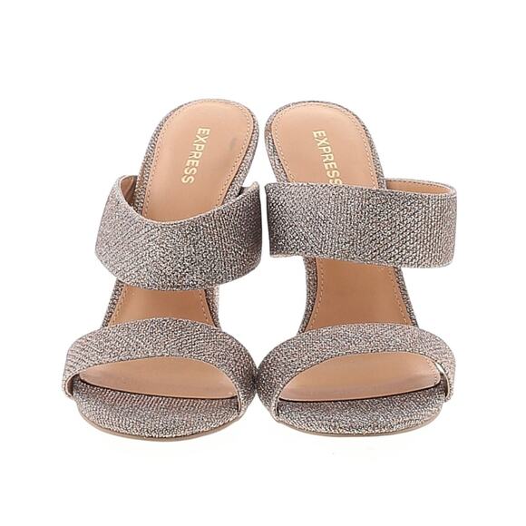 Express Shimmery Slip On Open Toe Pump Bronze/Silver 7 - Picture 12 of 12